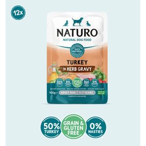 NATURO, XS-XL, Curcan, plic hrană umedă fără cereale câini (în sos), 100g
