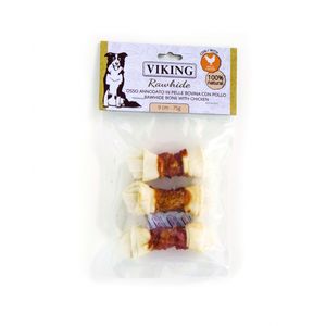 LEOPET Viking Rawhide Bone with Chicken, XS-M, Pui și Vită, punguță recompense fără cereale câini, 75g