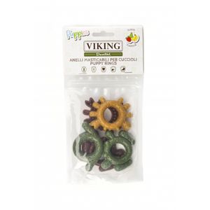 LEOPET Viking Dental Puppy Rings, XS-XL, Fructe, punguță recompense fără cereale câini junior, 80g