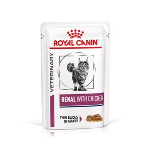 ROYAL CANIN VD Renal, Pui, dietă veterinară, plic hrană umedă pisici, sistem renal, (în sos), bax, 85g x 12buc