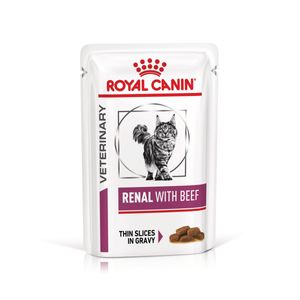 ROYAL CANIN VD Renal, Vită, dietă veterinară, plic hrană umedă pisici, sistem renal, (în sos), bax, 85g x 12buc