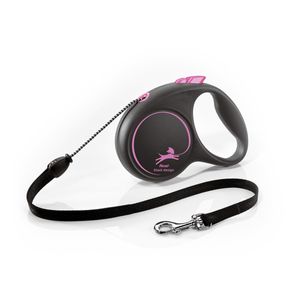 FLEXI Black Design, lesă șnur retractabilă câini, poliester