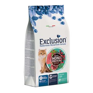 EXCLUSION Mediterraneo Monoprotein Formula Sterilised, Ton și Porc, hrană uscată monoproteică pisici sterilizate, 12kg