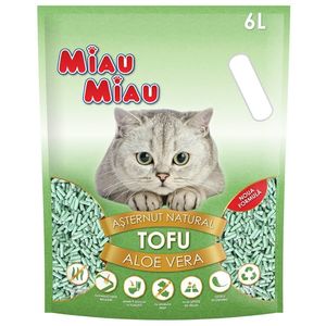 MIAU MIAU, Aloe Vera, așternut igienic pisici, peleți, tofu, aglomerant, ecologic, biodegradabil, 6l