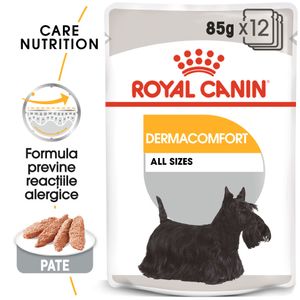 Royal Canin Dermacomfort Adult, hrană umedă câini, prevenirea iritațiilor pielii (pate)